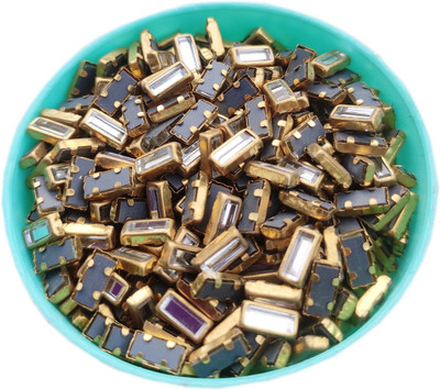 RUHAILA RECTANGLE SHAPE FLAT BACK KUNDAN STONES FOR EMBRIODERY JWELLERY CRAFT 200 PCS