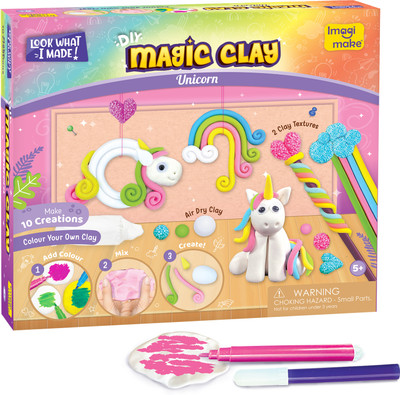 Imagimake Magic Clay | Colour & Create | Unicorn Craft Kit | Air Dry Clay For Art & Craft