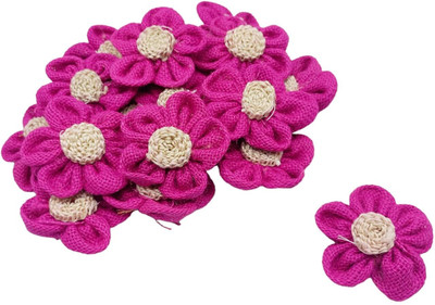 PRANSUNITA Handmade Jute Burlap Hessian Rose Lace Flowers for Decoration