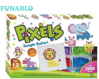 FUNABLO Beads Pixels Jungle Safari Fridge Magnets Badges Making Kit for Children