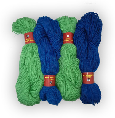 DEVKI KNITTING YARN PACK OF 200GM. YARN SURF GREEN & ADMIRAL BLUE COLOR , DM42.46.200
