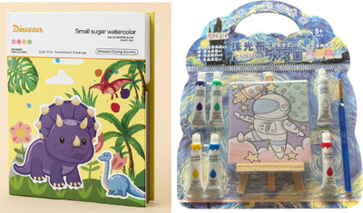 MOREL Canvas Paint KIT Water Color AND Picture Set Drawing Book COMBO RANDOM DESIGNE