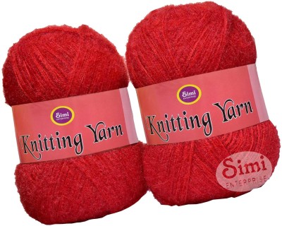 Simi Enterprise Knitting Wool Yarn, Soft Fancy Feather Wool Red 500 gm- Art-HDB