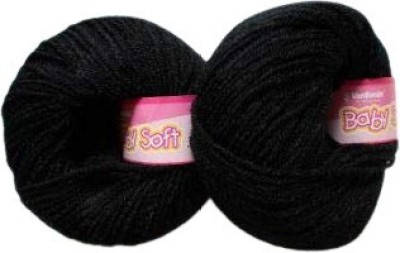 Vardhman Wool Baby Soft Thin 4ply Acrylic Knitting Wool Black Ball (150 Grams/6balls). Soft Wool Ball Hand Knitting Wool/Art Craft Fingering Crochet Hook Yarn for Sweaters, mufflers, caps, Soft & Wool.