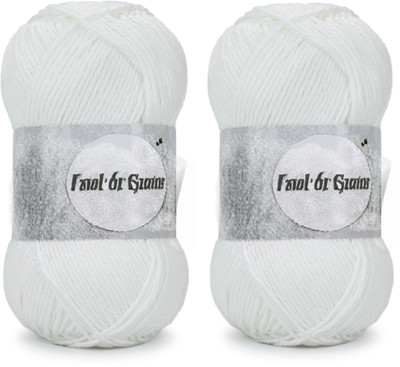 Waaome 200 Gram White Colour Wool Ball Yarn Super soft Hand Knitting Thread ( WA14)