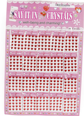 TIED RIBBONS Crystel Heart Shape Self Adhesive Sticker (Pack Of 10)