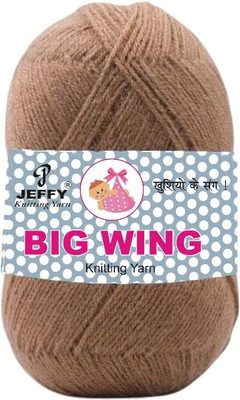JEFFY Big Wing Acrylic Knitting Wool Soft (Light Brown Shade no-28, 200 Gram)