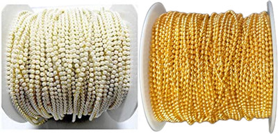 manrish 5 metres Golden & Pearl Ball Chain for Jewelry Making/Decorating & Craft Work