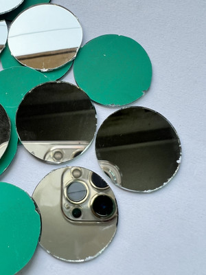 MIRROR GLASS WORLDWIDE ROUND SILVER MIRROR for Craft Work Like Project & lippan Art 30mm 54piece 100gm