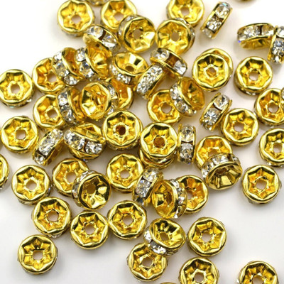 Sharum Crafts Rhinestone Spacer for Jewellery Craft Making Purpose 8MM Pac