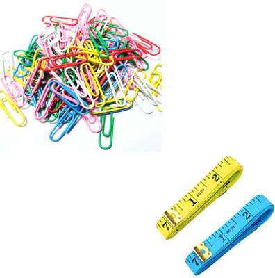 Crafts Haveli Paper Clips Multi Round & 1Pc Measuring tape