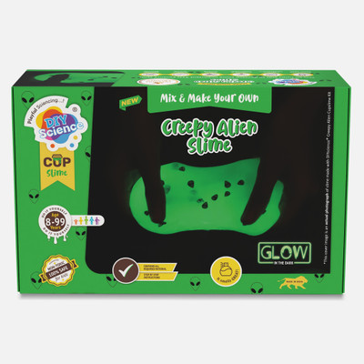 DIYScience Creepy Alien Slime Kit, Scented Glue, Activator, Glow in the Dark& Alien Topping