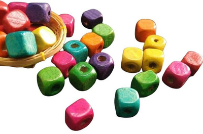 AAASAH Square Wooden Beads 8mm with Hole DIY Making for Macrame Art, Multicolor 100 Pc