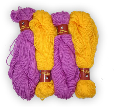DEVKI KNITTING YARN PACK OF 200GM. YARN YELLOW COLOR & LAVENDER COLOR, DM70.72.200