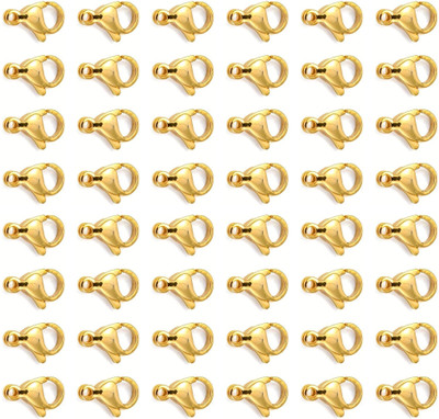 INDIKONB Gold 50pcs Brass Lobster Clasp Hooks for Jewellery Making