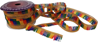 PRANSUNITA Multicolor Fancy Lace– 18 MTS – for Lohri,Makar Sankranti Multicolor Silk Ribbon