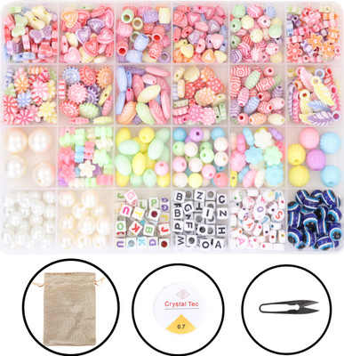 ambitieux DIY Bracelet Making Kit All Mix pearl Beads With Elastic, Jute bag and Cutter