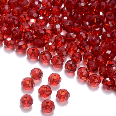 INDIKONB 8mm Red Crystal Beads for Jewellery Making & DIY Craft (90g)