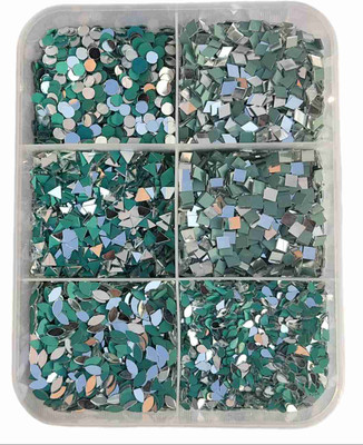 NJK 6 Shape small size mirror for craft ( 1200 pieces with glue cone storage box)