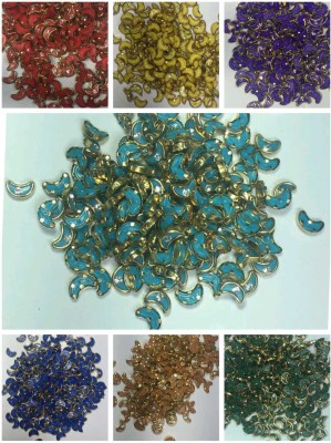 Tanisha Fashions, Arts and Craft Store Kundan Fitting stone Moon shape Matt finish with stone Quantity ofMix colors100g