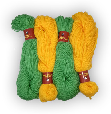 DEVKI KNITTING YARN PACK OF 200GM. YARN SURF GREEN & YELLOW COLOR , DM42.70.200