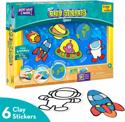 Imagimake Clay Stickers: Space| Create 6 Unique DIY Stickers using Air Dry Clay