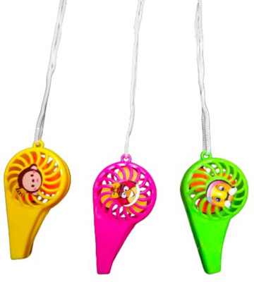 Waaome (Pack of 3 Fan Whistle) Fan Design Whistle Toys For Kids (A48)