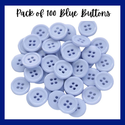 Qroof Blue Color Sewing Button Resin Buttons for DIY Craft Pack of 100 PCS