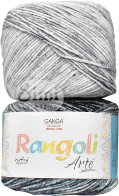 Simi Enterprise GAN GA Rangoli Arte Multi Grey 600 gm Wool Ball Hand knitting wool R Art-AEHH