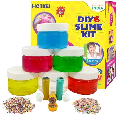 HOTKEI Set of 6 Scented Crystal Slime Slimy Putty Clay Toy Kit Set for kids Girls boys