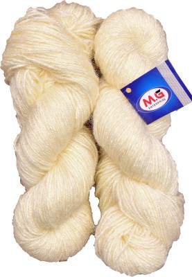 M.G Enterprise Charming Cream (200 gm) Wool Hank Hand knitting wool / Art Craft soft fingering crochet hook yarn, needle knitting yarn thread dyed.