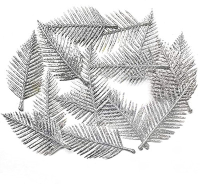 ASIAN HOBBY CRAFTS Flower Making Glitter Leaves with Stem: Silver