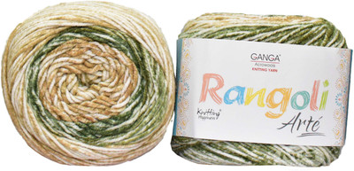 M.G Enterprise GAN GA Rangoli Arte Multi Moss 200 gmsWool Ball Hand knitting wool M Art-AEHC