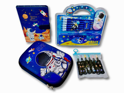BHARATKART EMPORlUM Astronaut Space Theme Stationery Gift Set – 4 in 1 Combo Pack