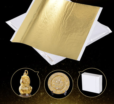 RajisthaniVibes Gold Leaf Sheets, 90 Sheets per Pack, for Resin and Calligraphy