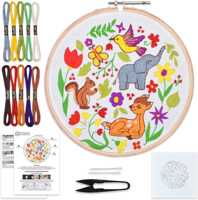 Embroiderymaterial Forest Friends DIY Hand Embroidery Kit Set for Beginners- all material included