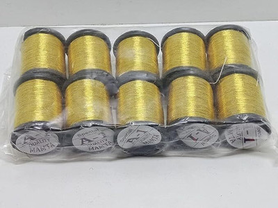 BharatSS A1 Mamtha Zari Thread (Gold), Pack of 10 Nos
