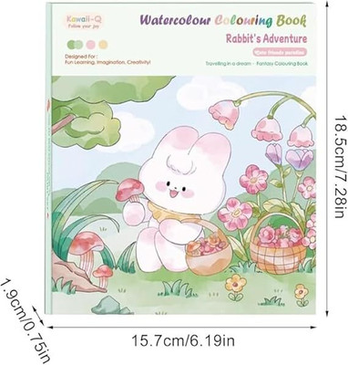 TITEPO TITEPO1 Cartoon Watercolor Book for Kids – 12 Colors, Brush & Sheets (Rabbit)