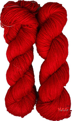KNIT KING Vardhman Brilon Red Wool Hank Hand knitting wool thread dyed