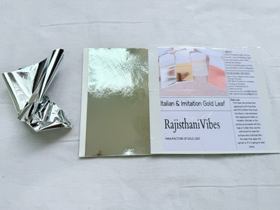 RajisthaniVibes Italian SilverLeaf Sheets, 70 Sheets per Pack, for Resin and Calligraphy