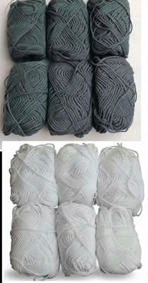 KHUSHA CREATIONS Soft Wool Oon Yarn for Knitting & Crochet (6pcs Grey & 6pcs White)