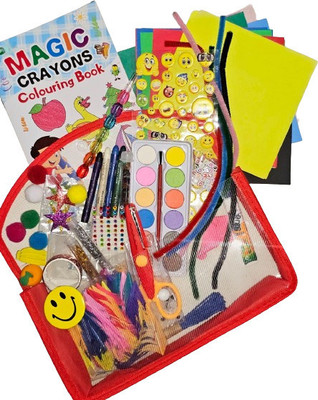 KHUSHA CREATIONS 50 In 1 Kids Hobby Craft Materials Activity Combo With Bag For Art & Craft/DIY