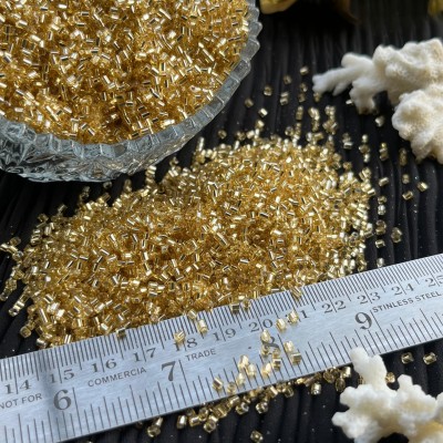 AURA craft Glass Cut Seed Beads Light Golden for Embroidery, Cutdana 11/0 size 200gm