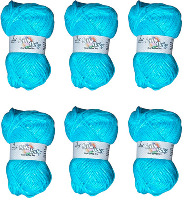 JEFFY Yarn Wool Balls (1 Ball / 20 Grams) (Bright Aqua Blue Shade -30, 120 Gram (6pcs)