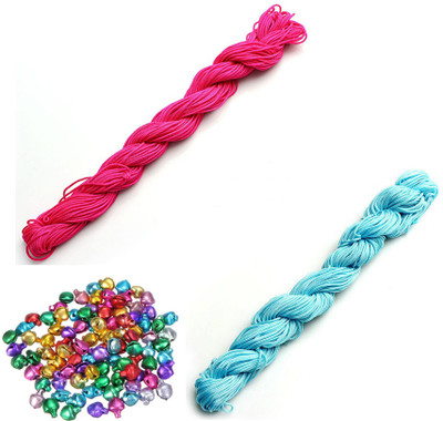 Crafts Haveli Nylon Cord 30 Mtr Knot Macrame Braided String M_1mm Nylon_Pink Sky Blue