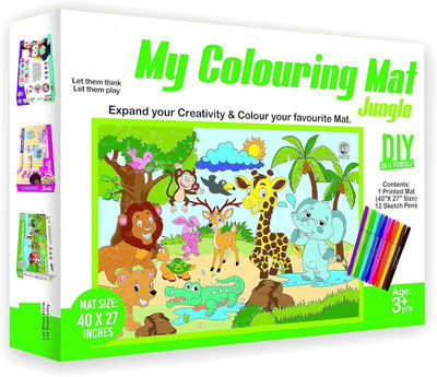 Game Phactory My Colouring MAT for Kids Reusable and Washable | Big MAT for Colouring | MAT