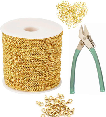 Crafts Haveli Golden 1mm 5 Mtr with Side Cutter Plier & 20 Lobster And Free Jump Ring