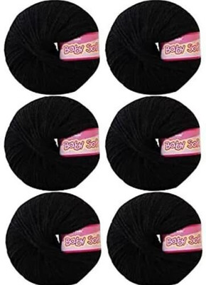 Vardhman Baby Soft Wool Black Hand Knitting Fingering Crochet Hook Yarn 150gms