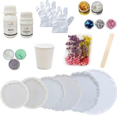 R H lifestyle 26 Pcs Resin Art Kit with Mould DIY Epoxy Resin Coaster Making Kit for Beginners