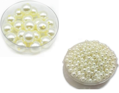 Uniqon Pack of 200 Gram (500 Pcs Approx) 8mm & 12mm White Pearl Craft Bead Moti Balls
